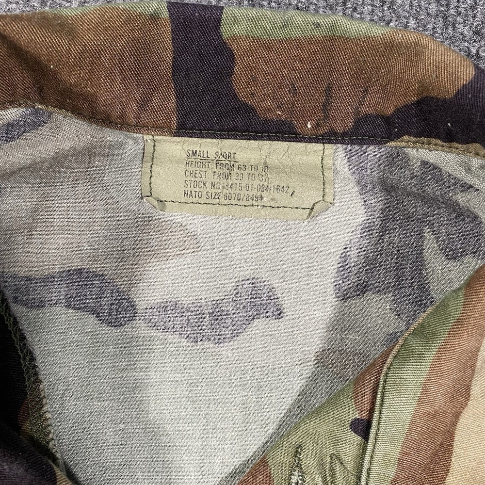 Vintage 90s Terry USMC Woodland Camo Combat Blouse Coat Mens Size Small Short - Picture 3 of 8